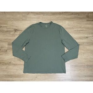 J.Crew Essential Tee T Shirt Mens Sz L Green Long Sleeve 100% Cotton